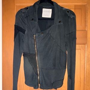 NEW We The Free People Moto Patchwork Zip Knit Black Gray Jacket S